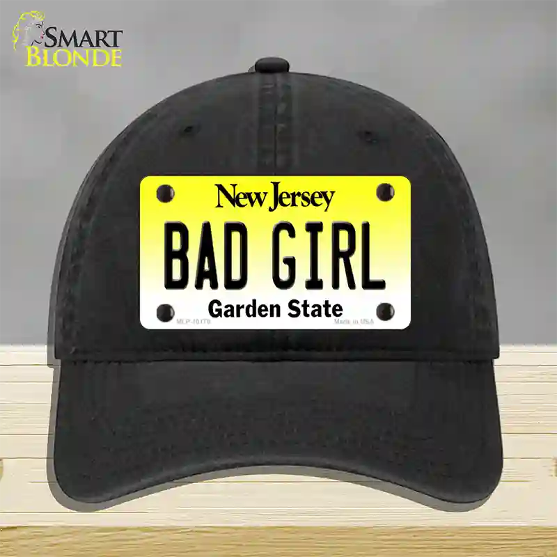 Bad Girl New Jersey Novelty License Plate Hat Unconstructed Cotton / Black