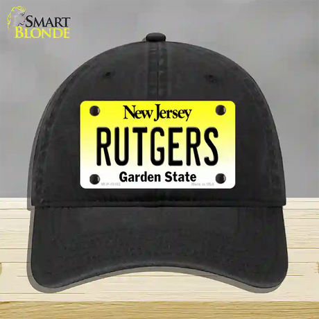 Rutgers New Jersey Novelty License Plate Hat Unconstructed Cotton / Black