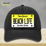 Beach Life New Jersey Novelty License Plate Hat Unconstructed Cotton / Black