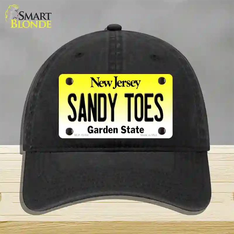 Sandy Toes New Jersey Novelty License Plate Hat Unconstructed Cotton / Black