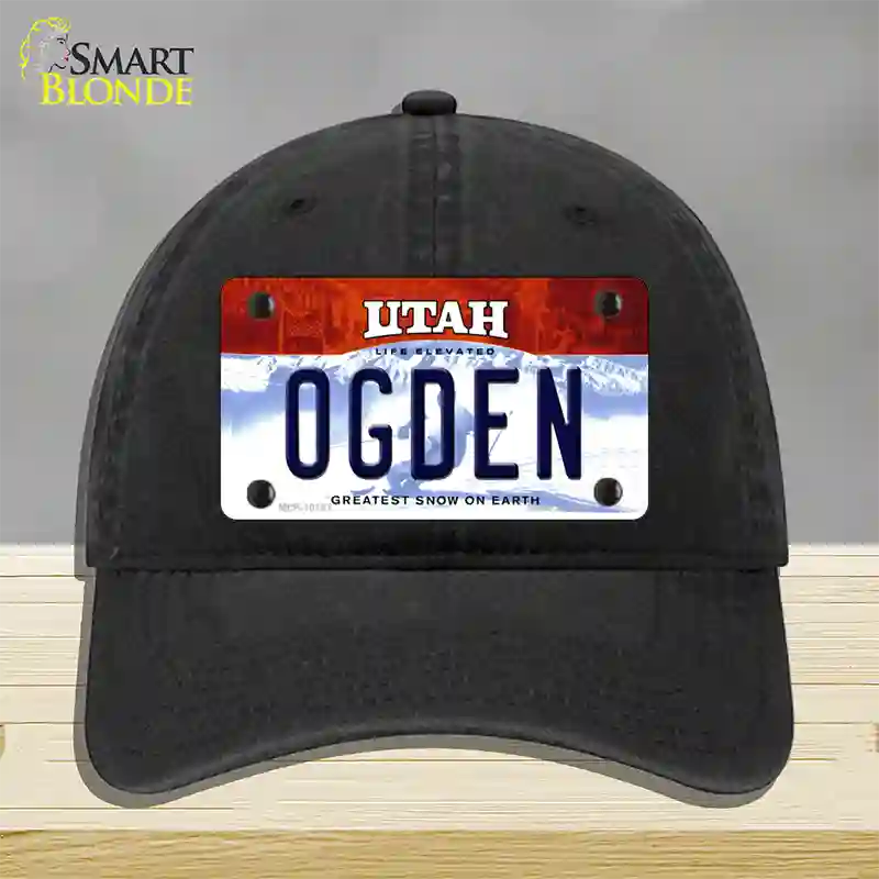 Ogden Utah Novelty License Plate Hat Unconstructed Cotton / Black