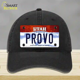 Provo Utah Novelty License Plate Hat Unconstructed Cotton / Black