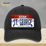 St George Utah Novelty License Plate Hat Unconstructed Cotton / Black