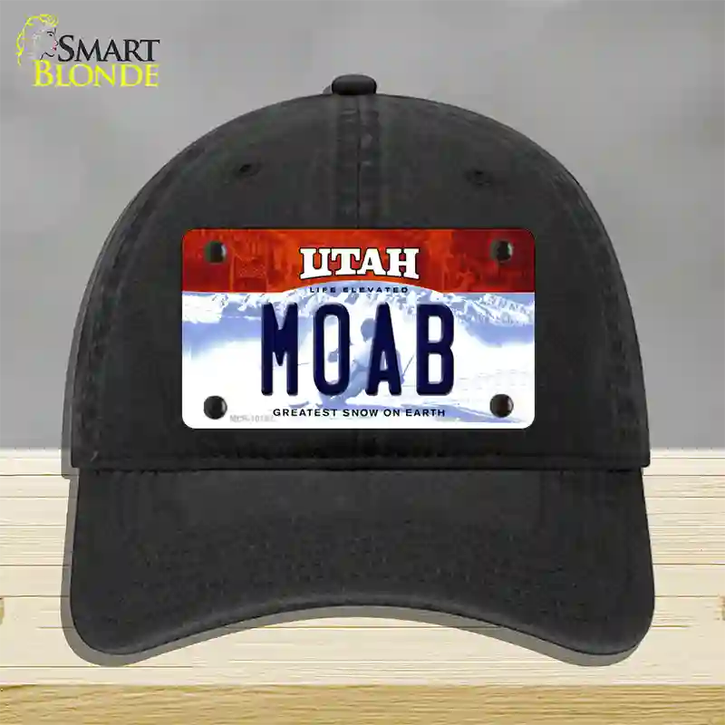 Moab Utah Novelty License Plate Hat Unconstructed Cotton / Black