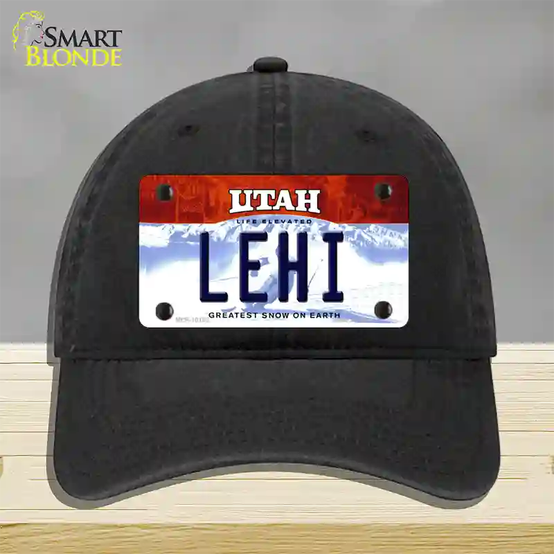 Lehi Utah Novelty License Plate Hat Unconstructed Cotton / Black