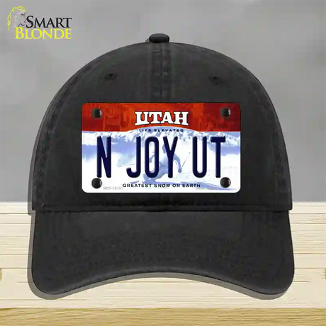 N Joy UT Utah Novelty License Plate Hat Unconstructed Cotton / Black