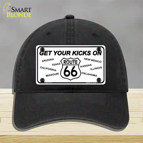 Get Your Kicks On 66 Novelty License Plate Hat Unconstructed Cotton / Black