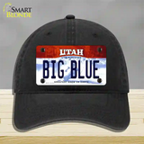 Big Blue Utah Novelty License Plate Hat Unconstructed Cotton / Black