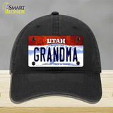 Grandma Utah Novelty License Plate Hat Unconstructed Cotton / Black