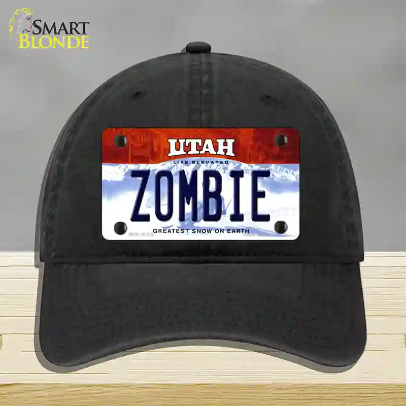 Zombie Utah Novelty License Plate Hat Unconstructed Cotton / Black