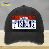 Fishing Utah Novelty License Plate Hat Unconstructed Cotton / Black