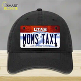 Moms Taxi Utah Novelty License Plate Hat Unconstructed Cotton / Black