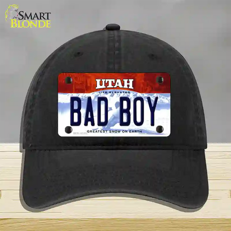 Bad Boy Utah Novelty License Plate Hat Unconstructed Cotton / Black