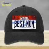 Best Mom Utah Novelty License Plate Hat Unconstructed Cotton / Black