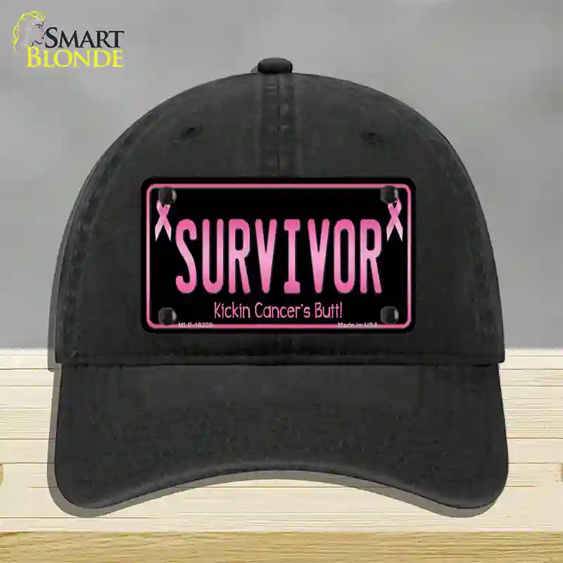 Survivor Novelty License Plate Hat Unconstructed Cotton / Black