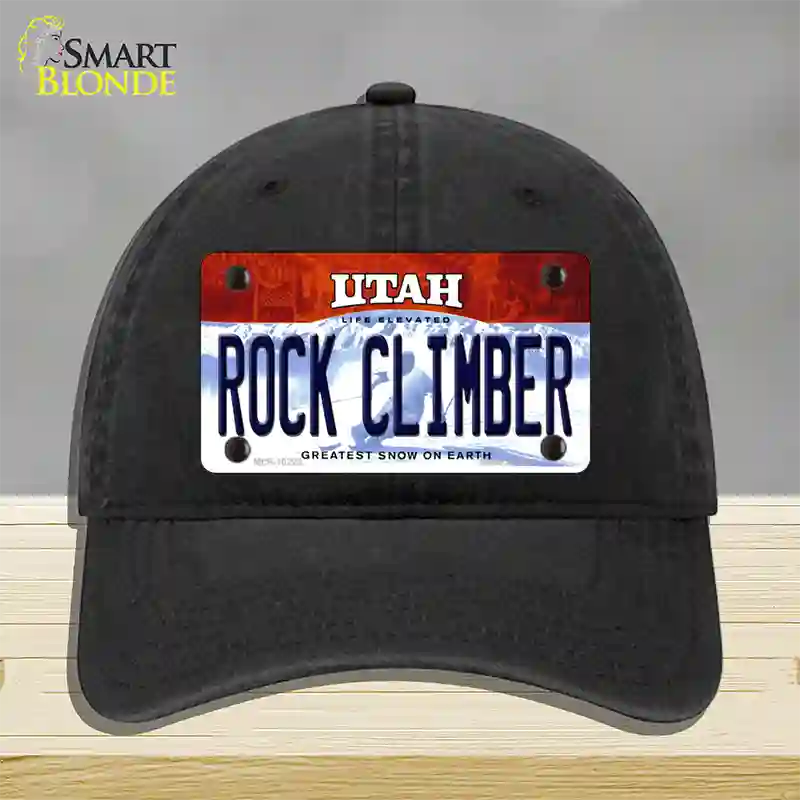 Rock Climber Utah Novelty License Plate Hat Unconstructed Cotton / Black