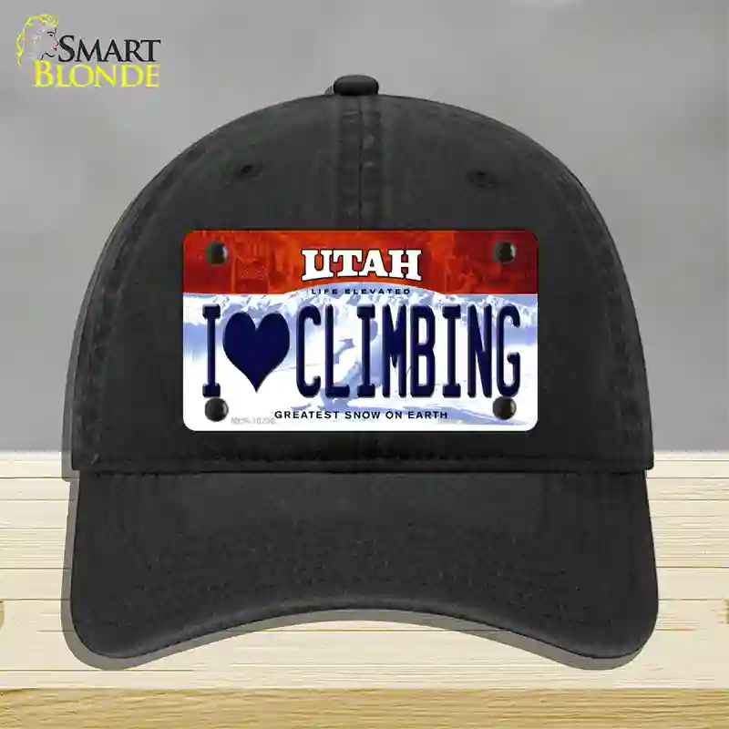 I Love Climbing Utah Novelty License Plate Hat Unconstructed Cotton / Black