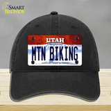 Mtn Biking Utah Novelty License Plate Hat Unconstructed Cotton / Black