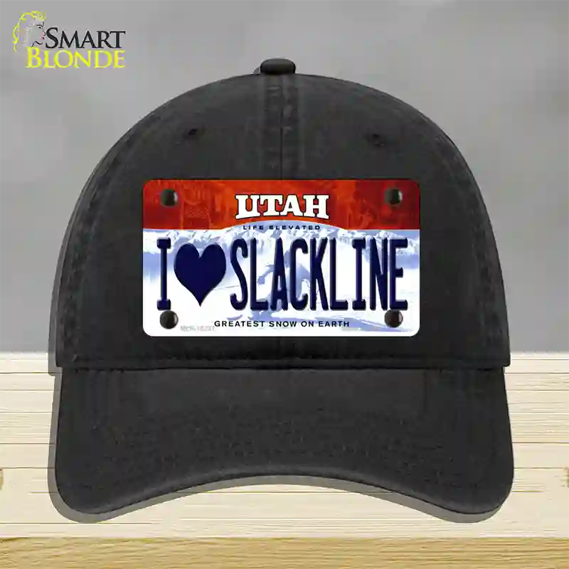 I Love Slackline Utah Novelty License Plate Hat Unconstructed Cotton / Black