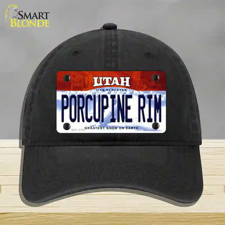 Porcupine Rim Utah Novelty License Plate Hat Unconstructed Cotton / Black