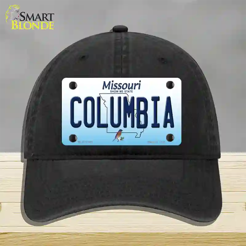 Columbia Missouri Novelty License Plate Hat Unconstructed Cotton / Black