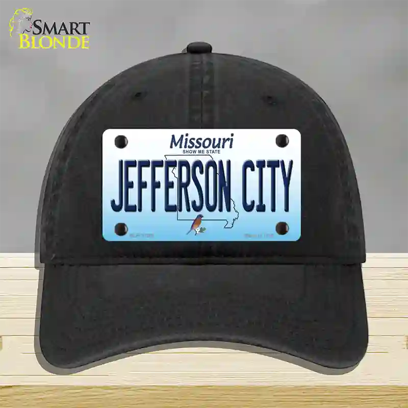 Jefferson City Missouri Novelty License Plate Hat Unconstructed Cotton / Black