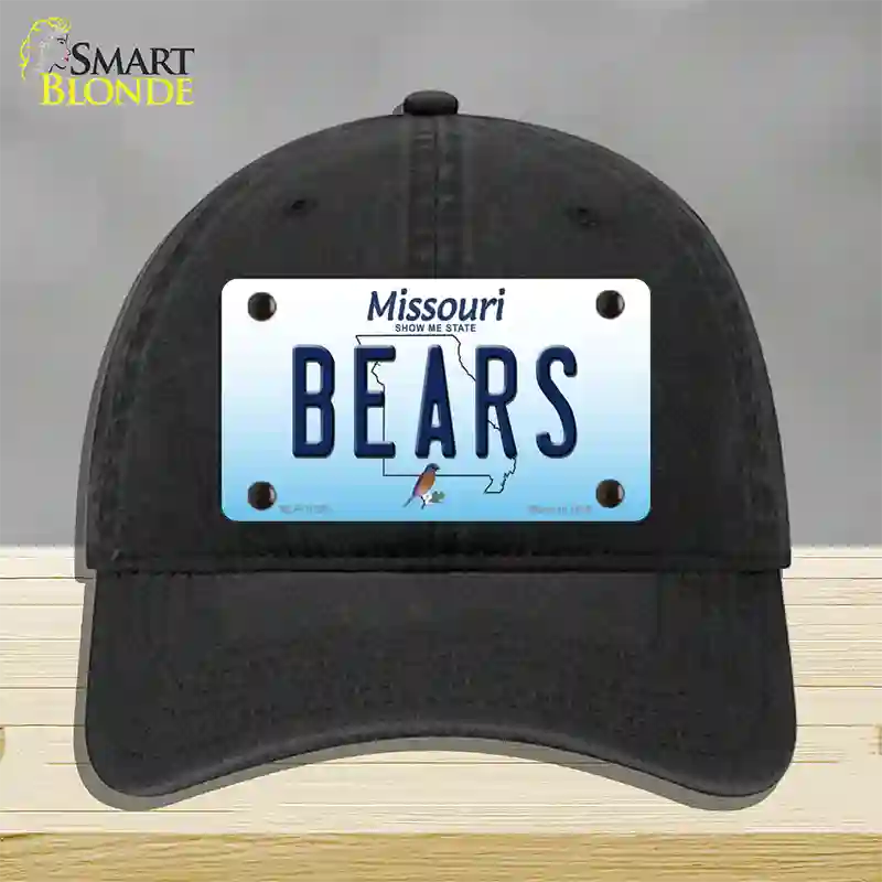 Bears Missouri Novelty License Plate Hat Unconstructed Cotton / Black