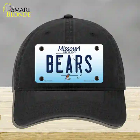 Bears Missouri Novelty License Plate Hat Unconstructed Cotton / Black