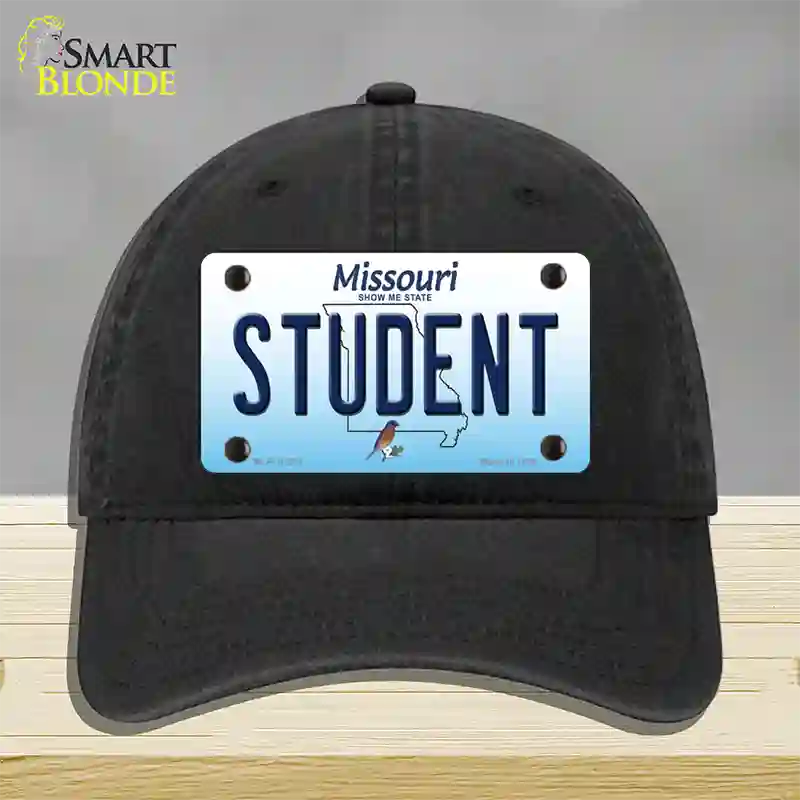 Student Missouri Novelty License Plate Hat Unconstructed Cotton / Black