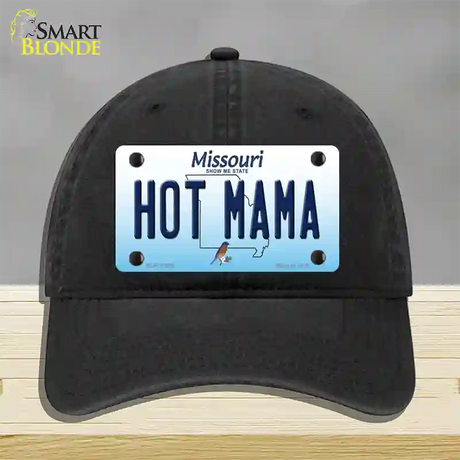 Hot Mama Missouri Novelty License Plate Hat Unconstructed Cotton / Black