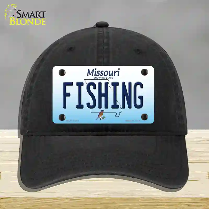 Fishing Missouri Novelty License Plate Hat Unconstructed Cotton / Black