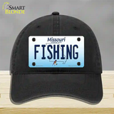 Fishing Missouri Novelty License Plate Hat Unconstructed Cotton / Black