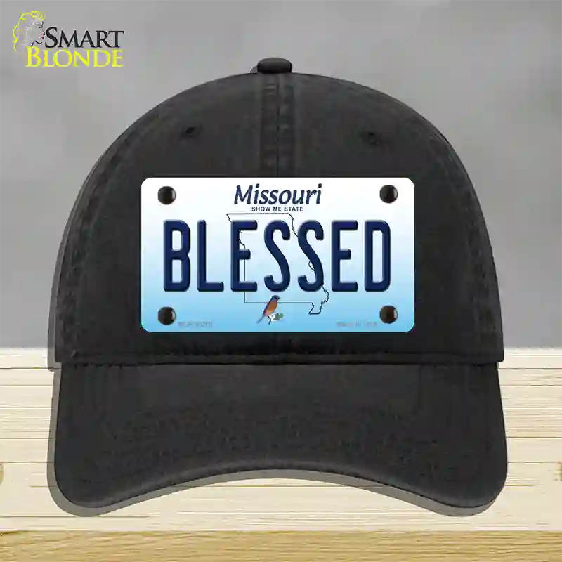 Blessed Missouri Novelty License Plate Hat Unconstructed Cotton / Black