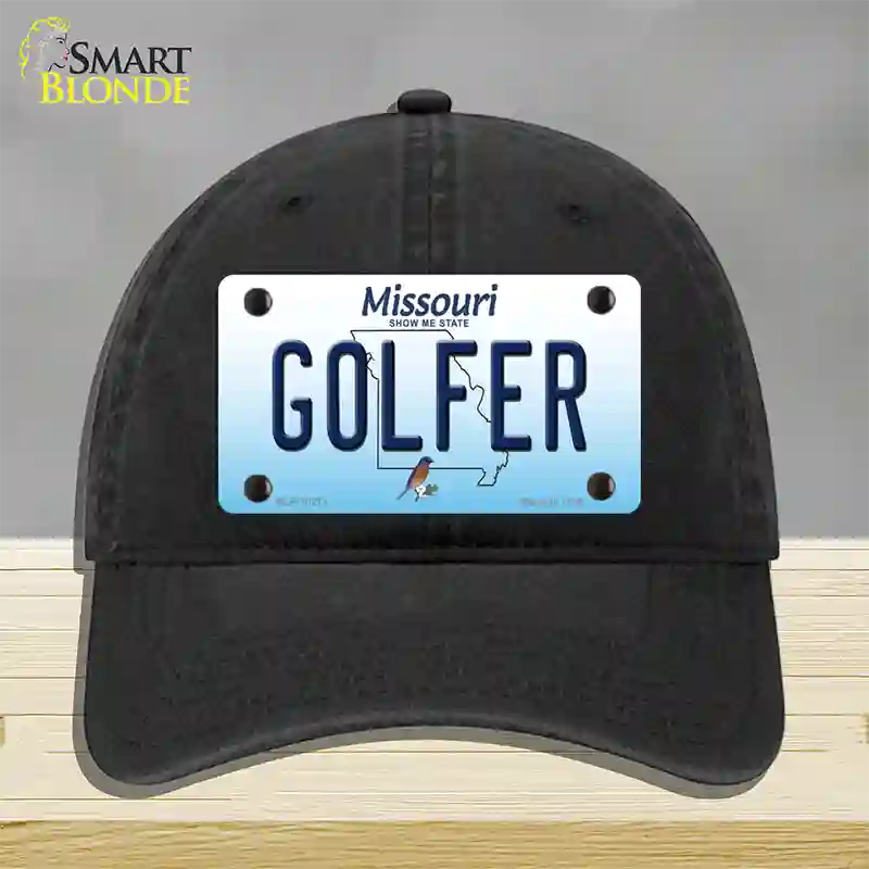 Golfer Missouri Novelty License Plate Hat Unconstructed Cotton / Black