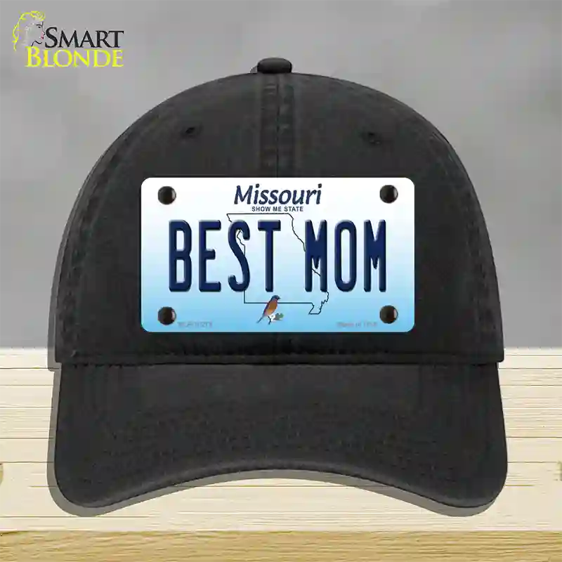 Best Mom Missouri Novelty License Plate Hat Unconstructed Cotton / Black