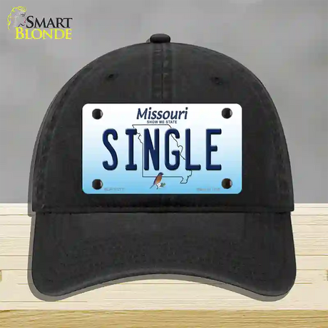 Single Missouri Novelty License Plate Hat Unconstructed Cotton / Black