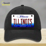 Illinois Land of Lincoln Novelty License Plate Hat Unconstructed Cotton / Black