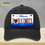 I Love Illinois Novelty License Plate Hat Unconstructed Cotton / Black