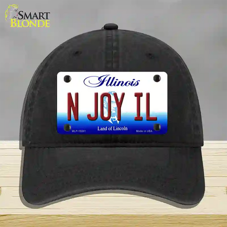 N Joy IL Illinois Novelty License Plate Hat Unconstructed Cotton / Black