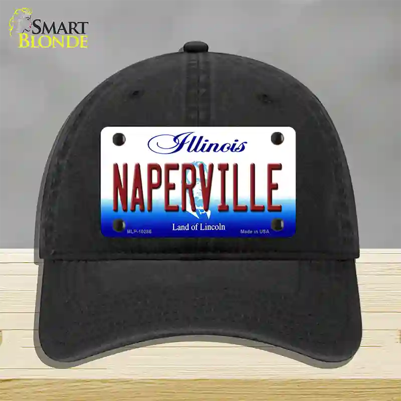 Naperville Illinois Novelty License Plate Hat Unconstructed Cotton / Black