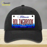 Bolingbrook Illinois Novelty License Plate Hat Unconstructed Cotton / Black