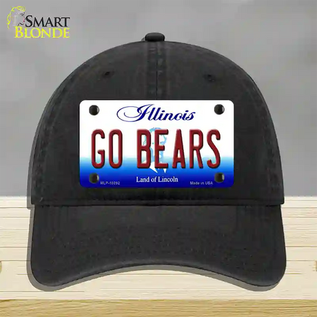 Go Bears Illinois Novelty License Plate Hat Unconstructed Cotton / Black