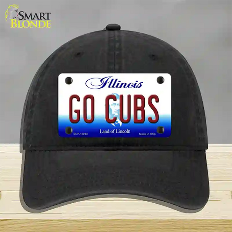 Go Cubs Illinois Novelty License Plate Hat Unconstructed Cotton / Black