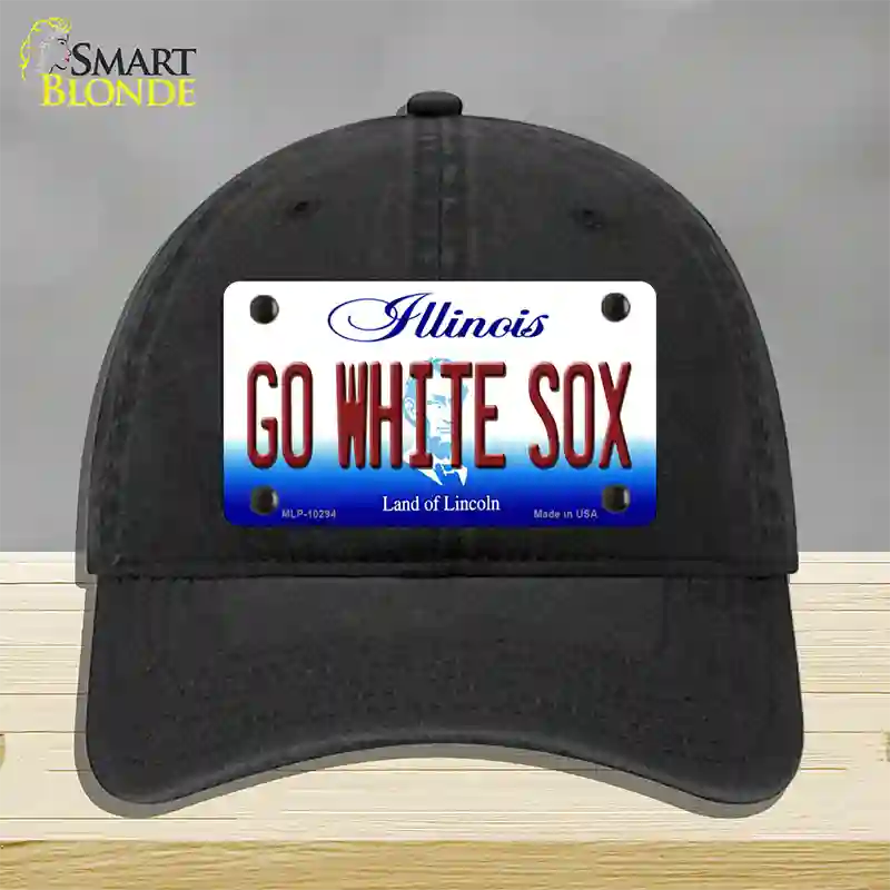 Go White Sox Illinois Novelty License Plate Hat Unconstructed Cotton / Black