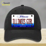 Illinois Girl Illinois Novelty License Plate Hat Unconstructed Cotton / Black