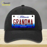 Grandma Illinois Novelty License Plate Hat Unconstructed Cotton / Black