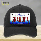 Grandpa Illinois Novelty License Plate Hat Unconstructed Cotton / Black