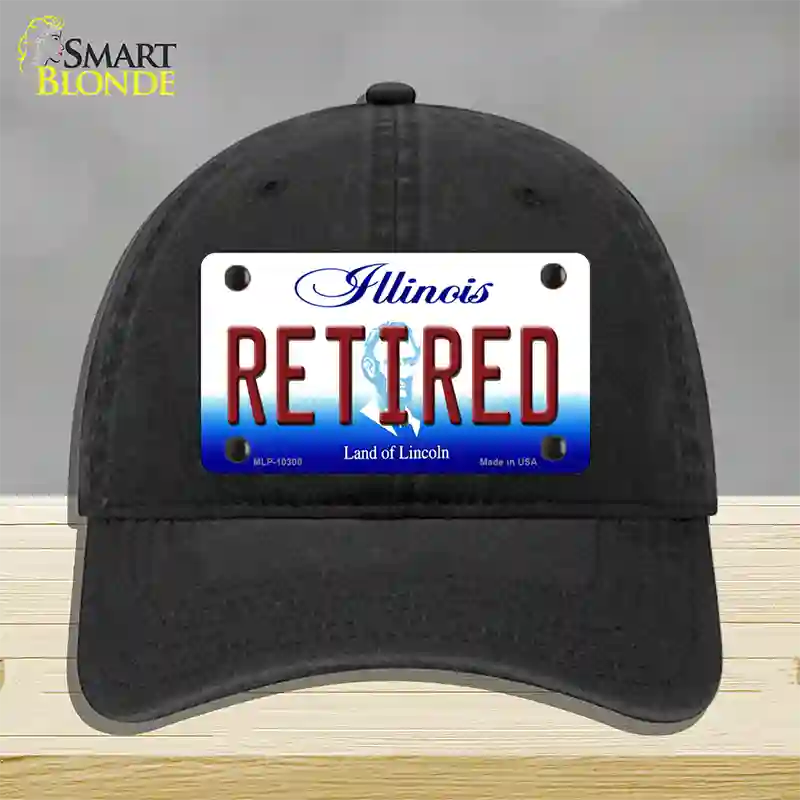 Retired Illinois Novelty License Plate Hat Unconstructed Cotton / Black