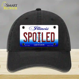 Spoiled Illinois Novelty License Plate Hat Unconstructed Cotton / Black