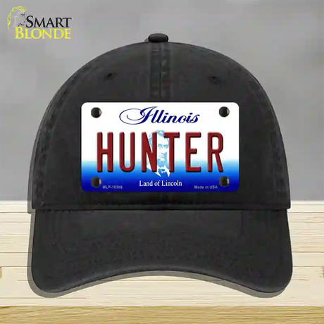 Hunter Illinois Novelty License Plate Hat Unconstructed Cotton / Black